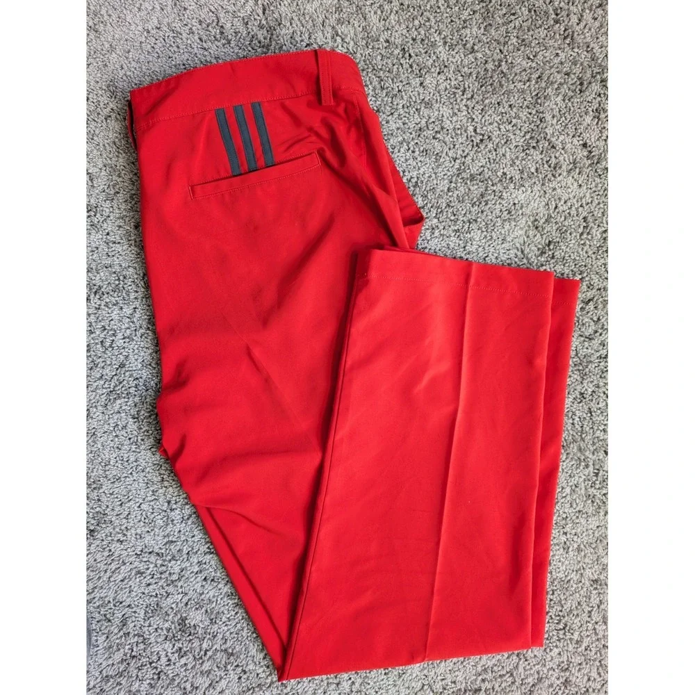 Adidas Climalite Men's Golf Pants Orange 3 Stripe 36x32 Lightweight